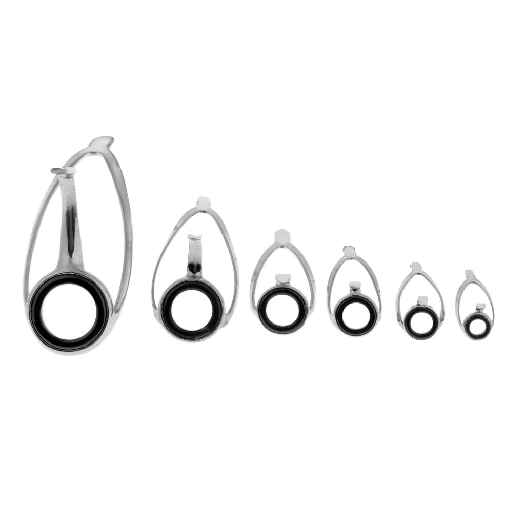 50Pcs Fishing Rod Guides Eye Rings Parts DIY Tips Top Pole Repair Kit 4-14mm