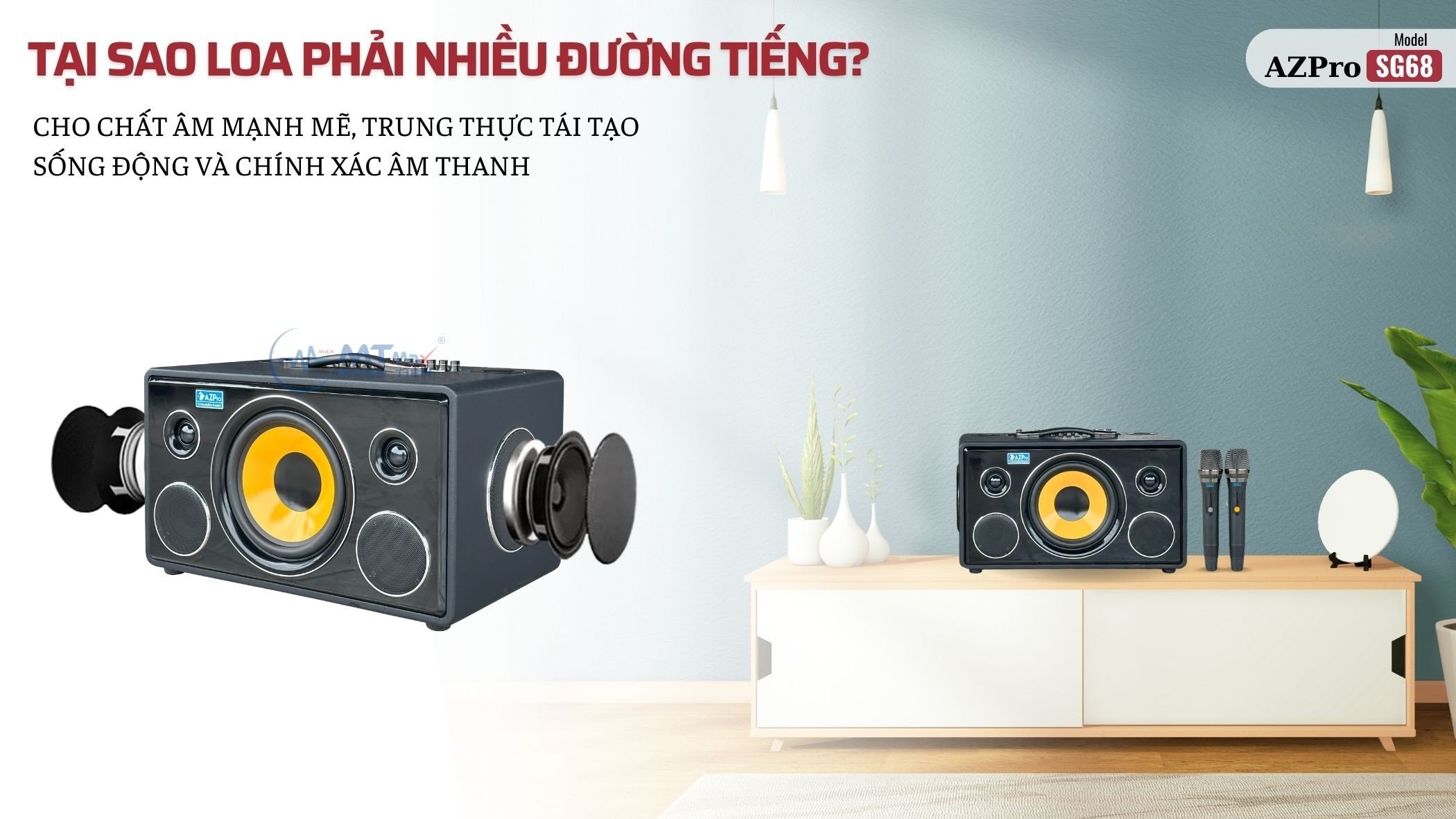 Loa Di Động AZPro SG68 – Công Suất Lớn Hệ Thống 7 Loa 3 Đường Tiếng Âm Thanh Đa Hướng Kèm 2 Micro Cao Cấp Hàng Chính Hãng