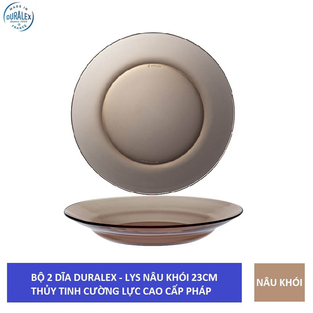 {Hàng chính hãng} Bộ 2 dĩa Duralex - lys 23 cm  Thủy tinh cường lực cao cấp Pháp