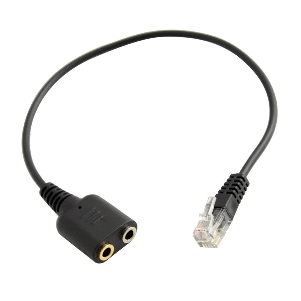 RJ9 Male to 2x 3.5mm Female Headset Phone MIC Audio Splitter Adapter Cable + 3.5mm Male To 2 Female Audio Jack Earphone Headphone 2 Way Splitter Adapter