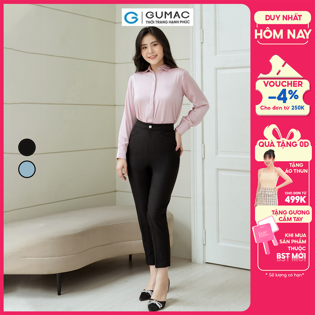 Quần ống đứng túi kiểu GUMAC QD08044