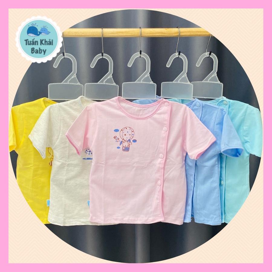 COMBO GIÁ SỈ - Combo 10 áo sơ sinh cotton màu tay ngắn cài nút lệch Thái Hà Thịnh