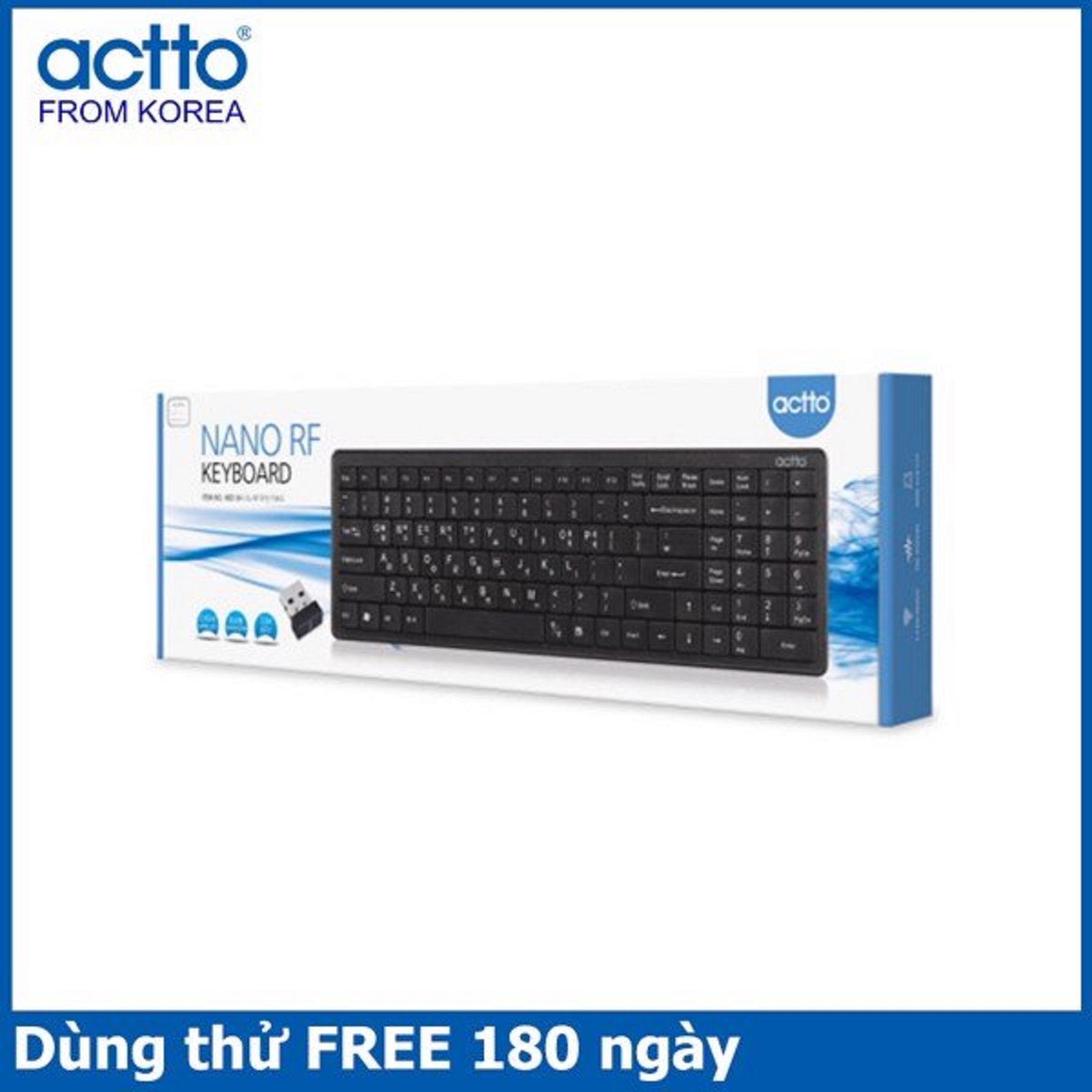 Bàn phím không dây văn phòng Nano RF Keyboard với thiết kế mỏng gọn Actto KBD-34 - Hàng chính hãng