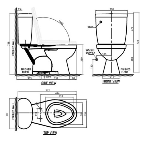 Bồn cầu 2 khối American Standard Winston VF-2395 (VF-3395+VF-4395)