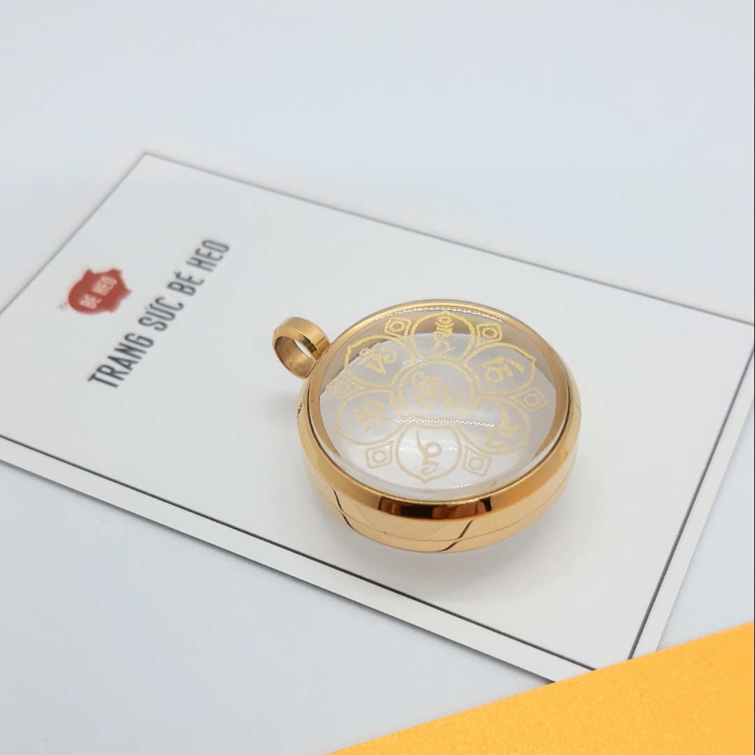 Dây chuyền titan mặt 6 ký tự thần chú không đen Trang sức Bé Heo BHDC298