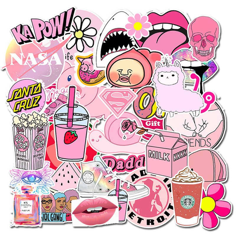 Bộ 50 sticker trang trí mũ bảo hiểm, balo, máy tính nhiều chủ đề - chống trầy