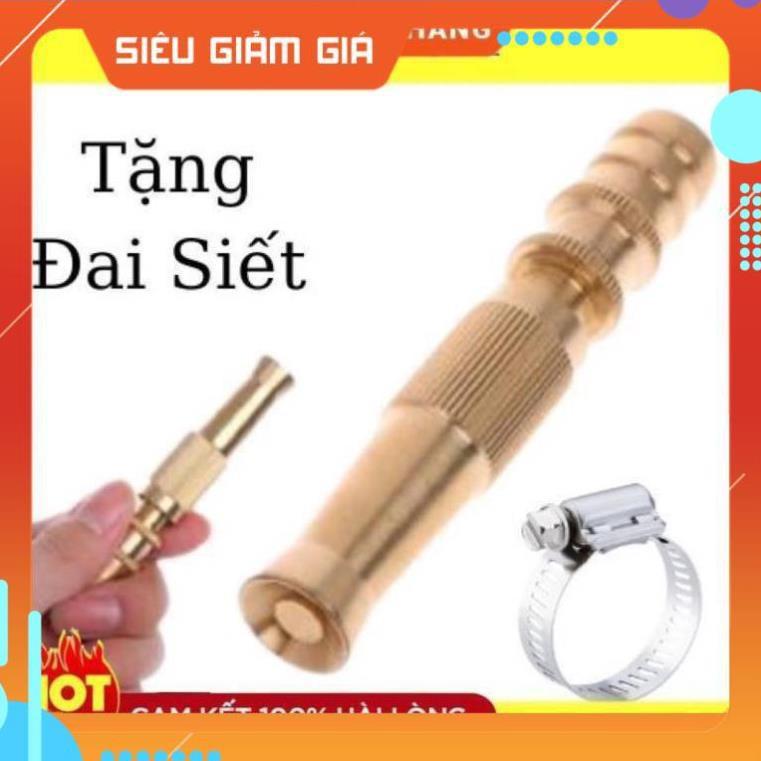 Đầu vòi xịt tăng áp mini bằng đồng phun nước rửa xe, tưới cây tăng áp đa năng có đai siết ống đi kèm 206587