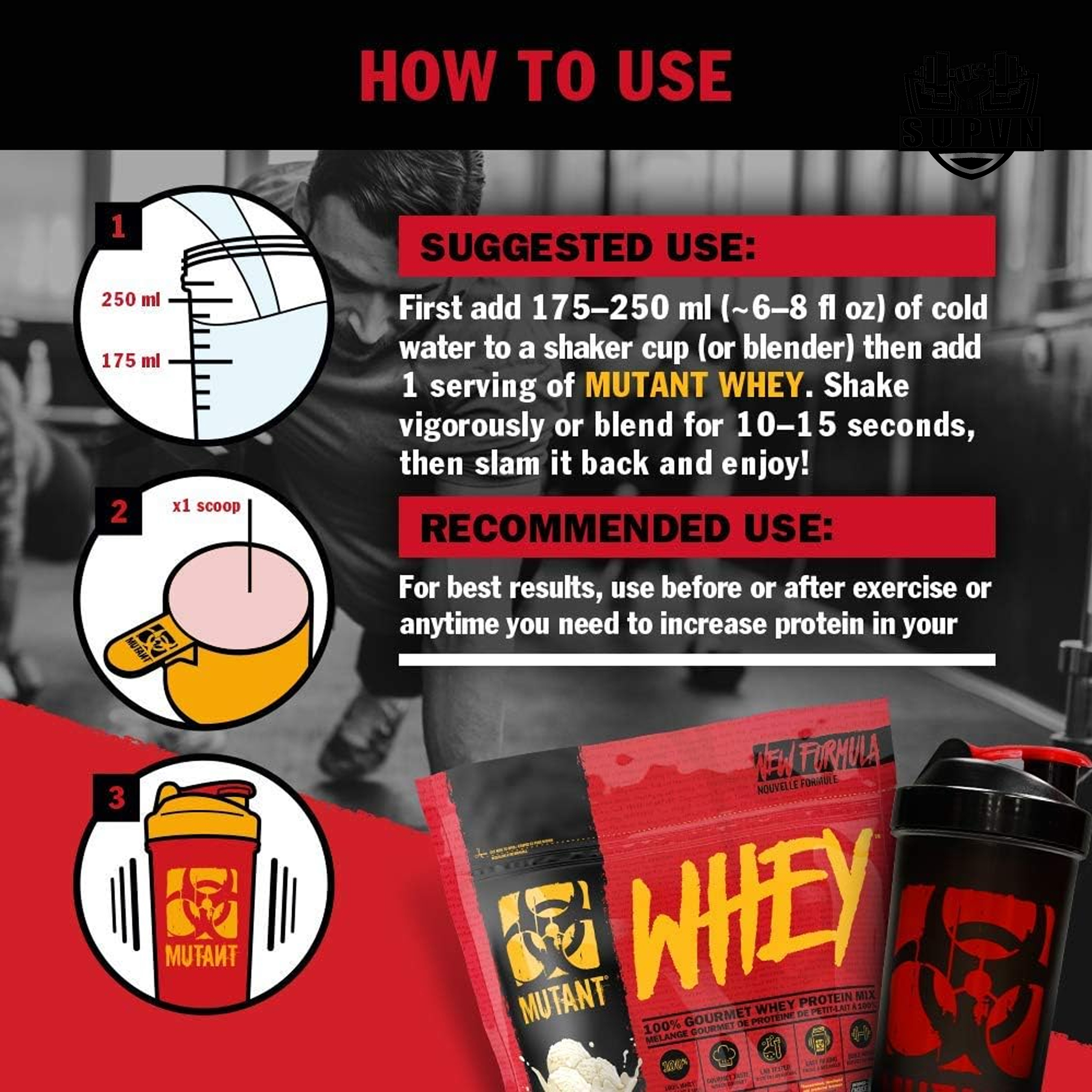 MUTANT WHEY 2.3KG | 100% Whey Protein, 22g Protein, 10.4 g EAAs &amp; 5g BCAAs, Chứa Enzym Tiêu Hóa