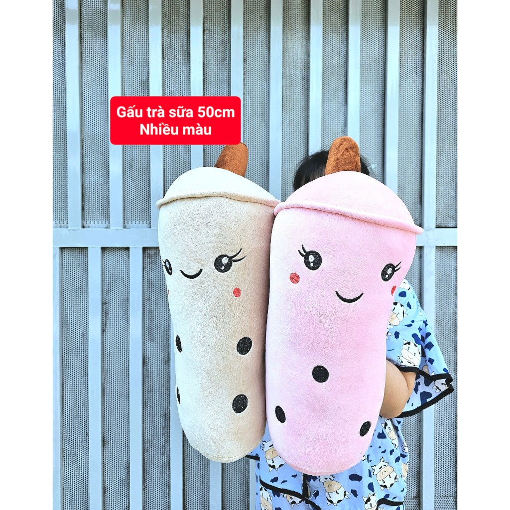 Gối ôm hình ly trà sữa trân châu cute - Size 80cm đến 1m - Quà tặng gấu bông êm mịn cho bé