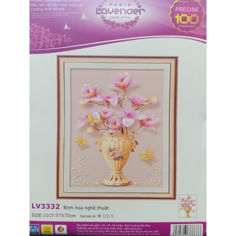 Tranh thêu chữ thập Bình Hoa Nghệ Thuật I 57x70cm I LV3332