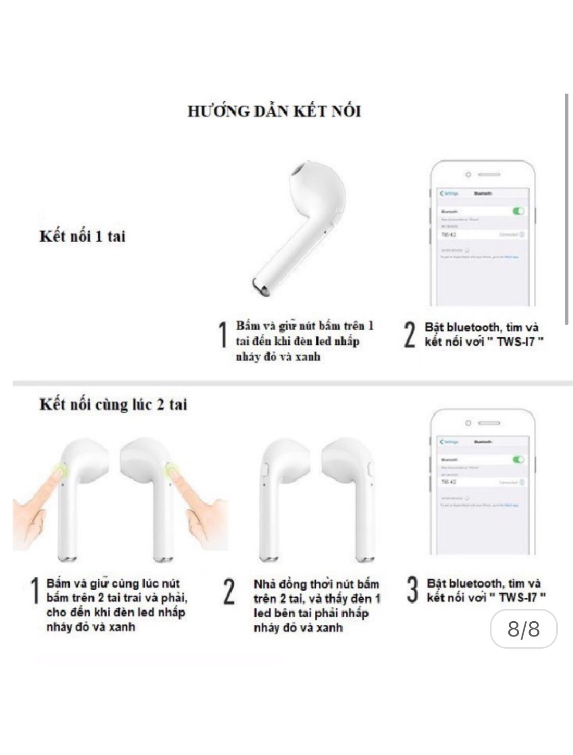 Tai nghe Bluetooth có cốc sạc TWS - i7.S - Hàng nhập khẩu