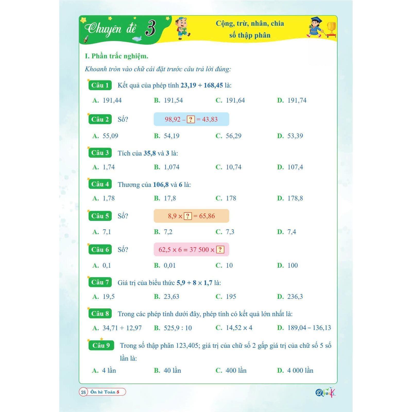 Ôn Hè TOÁN 5 (Chương Trình Mới) - Bản Quyền