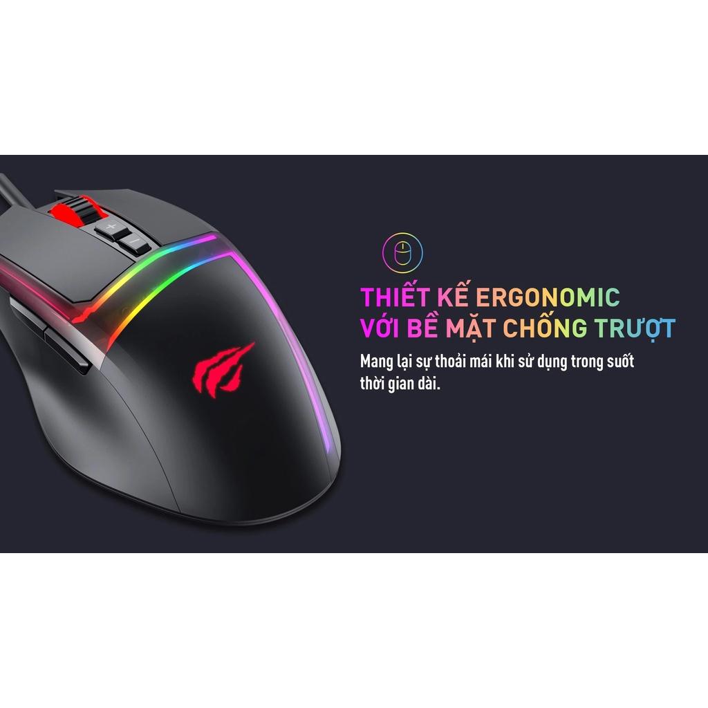 Chuột Gaming Có Dây Havit MS953 RGB Blacklit, 6 Chế Độ DPI, 7 Nút Control, 20 Triệu Lần Nhấn - Hàng Chính Hãng