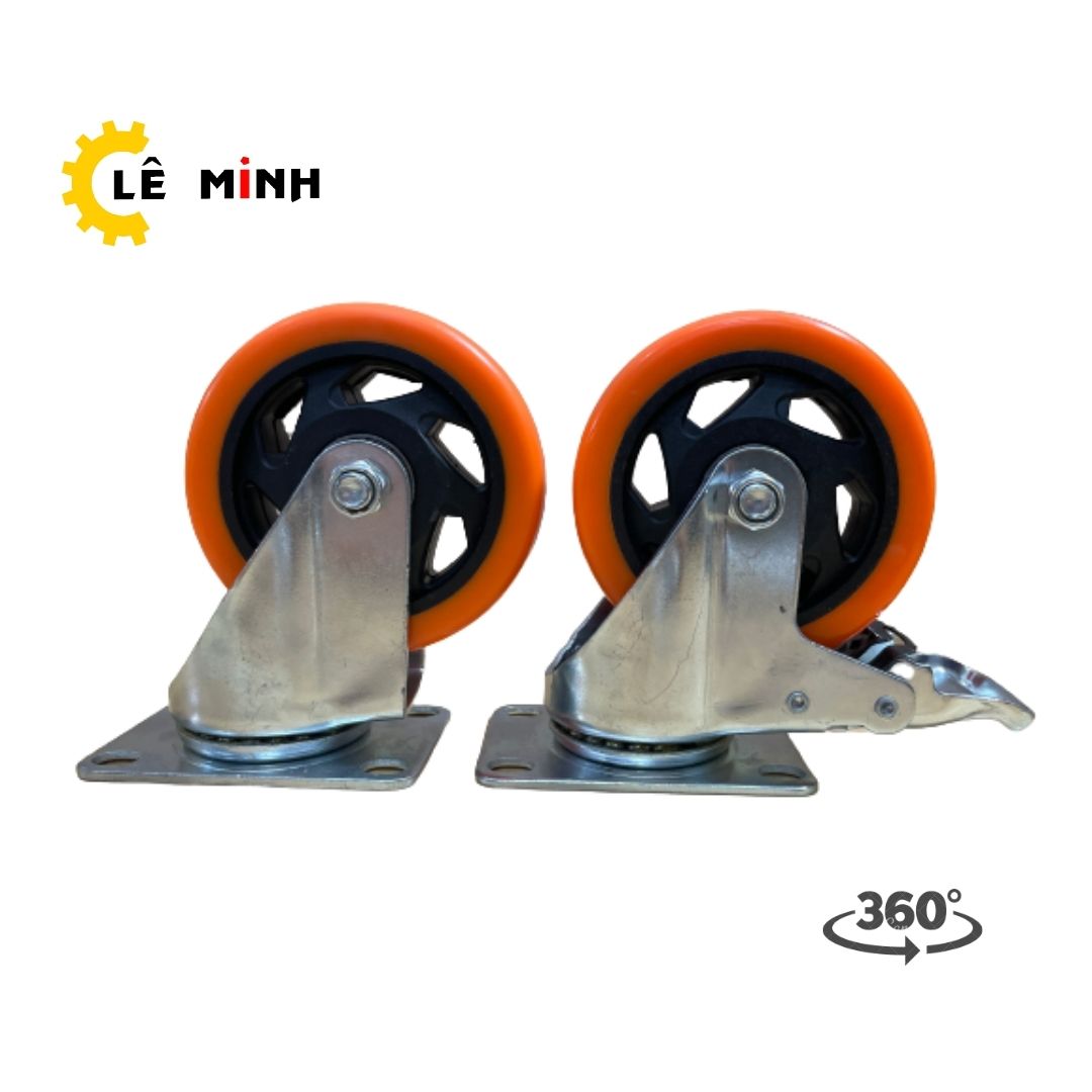 Bánh xe PP Cam 10cm (Mâm nhựa) - Tải trọng 70Kg/1 Bánh