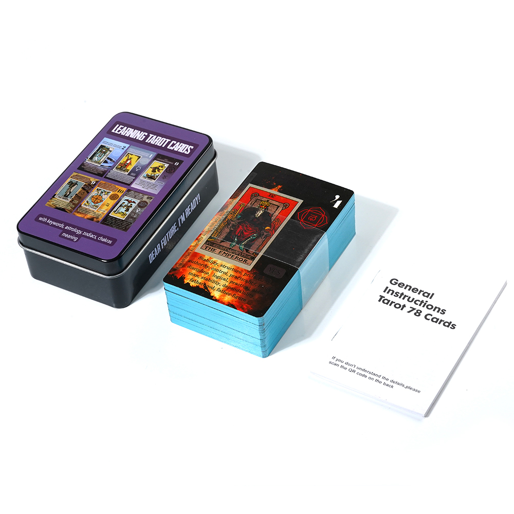 Bộ Bài Learning Tarot Hộp Thiếc Mạ Cạnh 78 Lá Bài Tặng Đá Thanh Tẩy