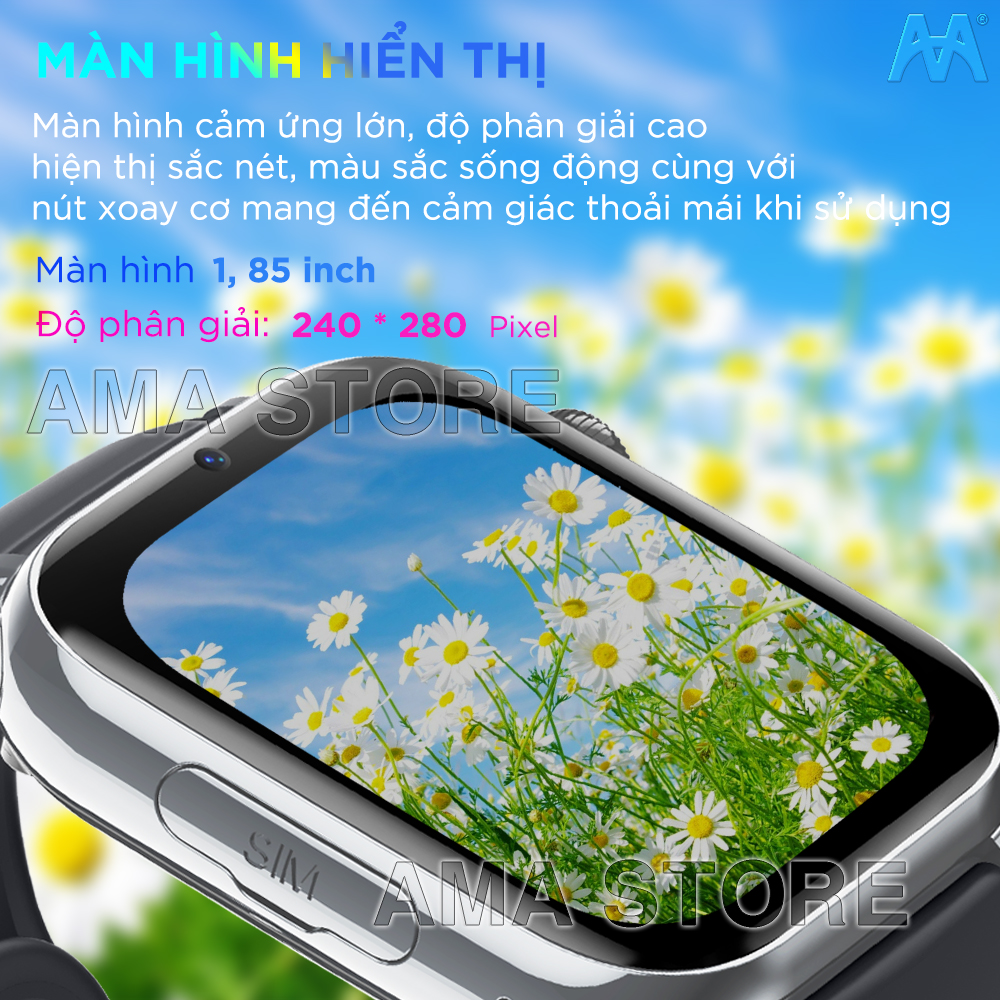 Đồng hồ Thông minh Mini AMA Watch HW13 phiên bản Định vị Wifi cho Trẻ em, Học sinh THCS, THPT Hàng nhập khẩu
