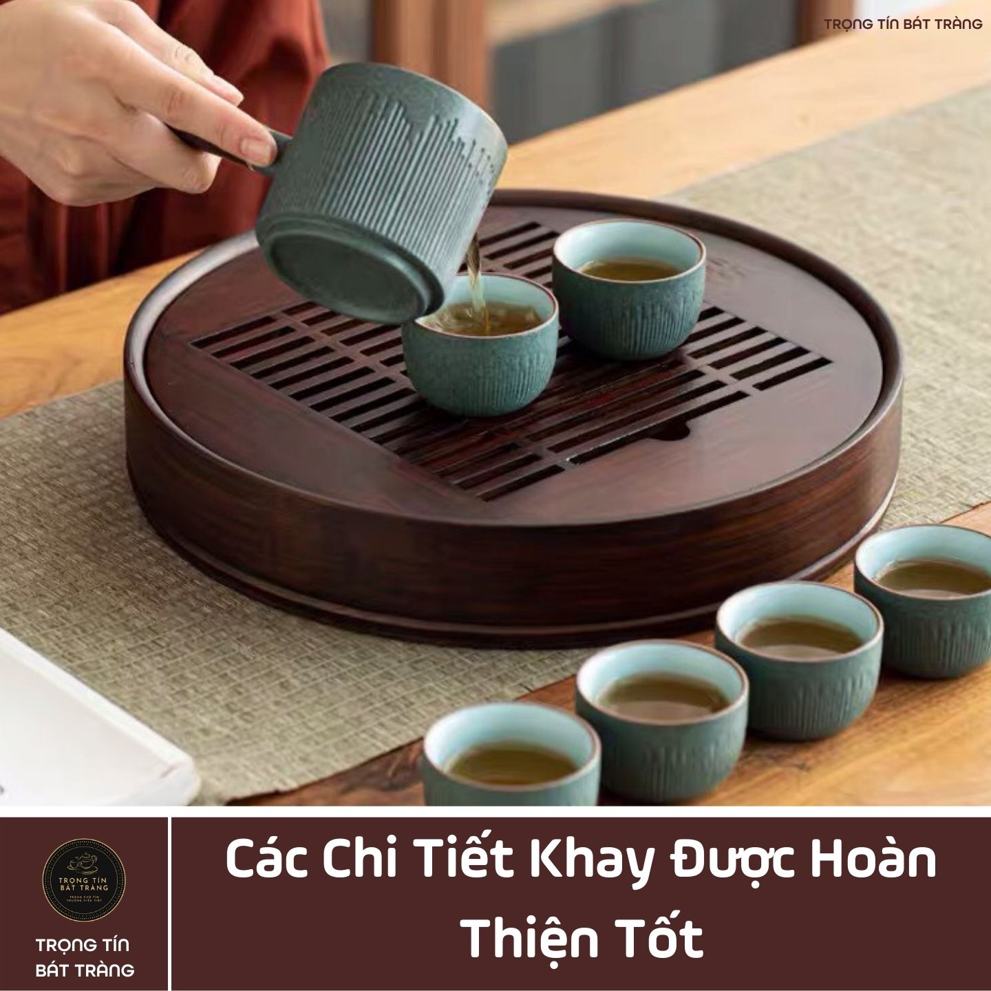 KT 09 Khay Trà Tre Cao Cấp Tròn Nhỏ
