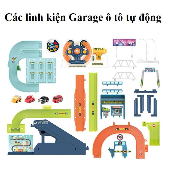 Đồ chơi đua xe ô tô kèm vô lăng phát nhạc cỡ lớn kết hợp bãi đỗ xe có thang cuốn chạy tự động cho bé