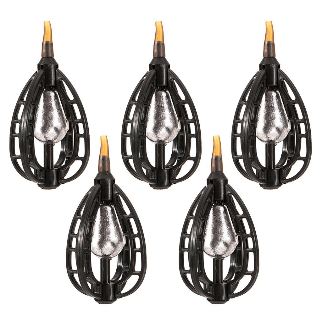 5PCS ABS Fishing Bait Cage Lure Cage Bait Fishing Basket Feeder Holder