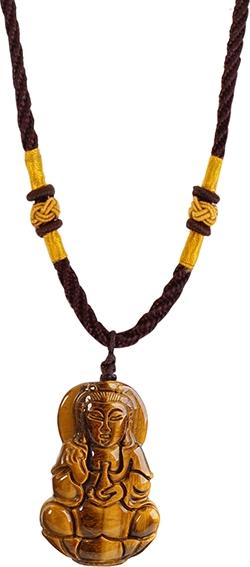 Dây Chuyền Phật Bà Quan Âm Đá Opal - Mắt Hổ Vàng