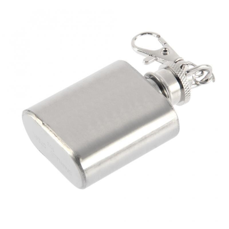 Stainless Steel Wine Whisky Hip Flask 1oz For Travel Portable Pocket Alcohol Bottles Beer Gift Rum Flagon DrinkwareWith Key Ring