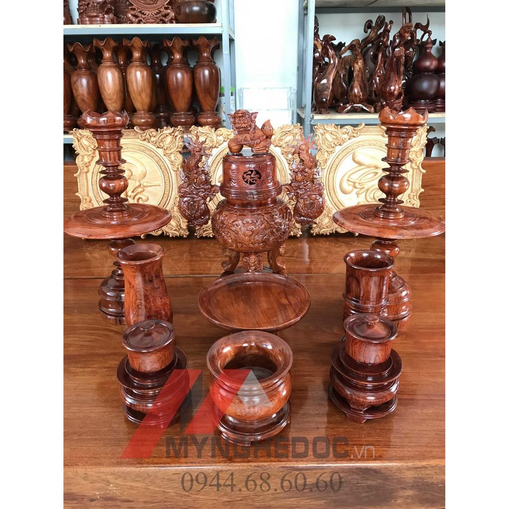 Bộ đồ thờ cúng bằng gỗ hương hàng đẹp cao 50