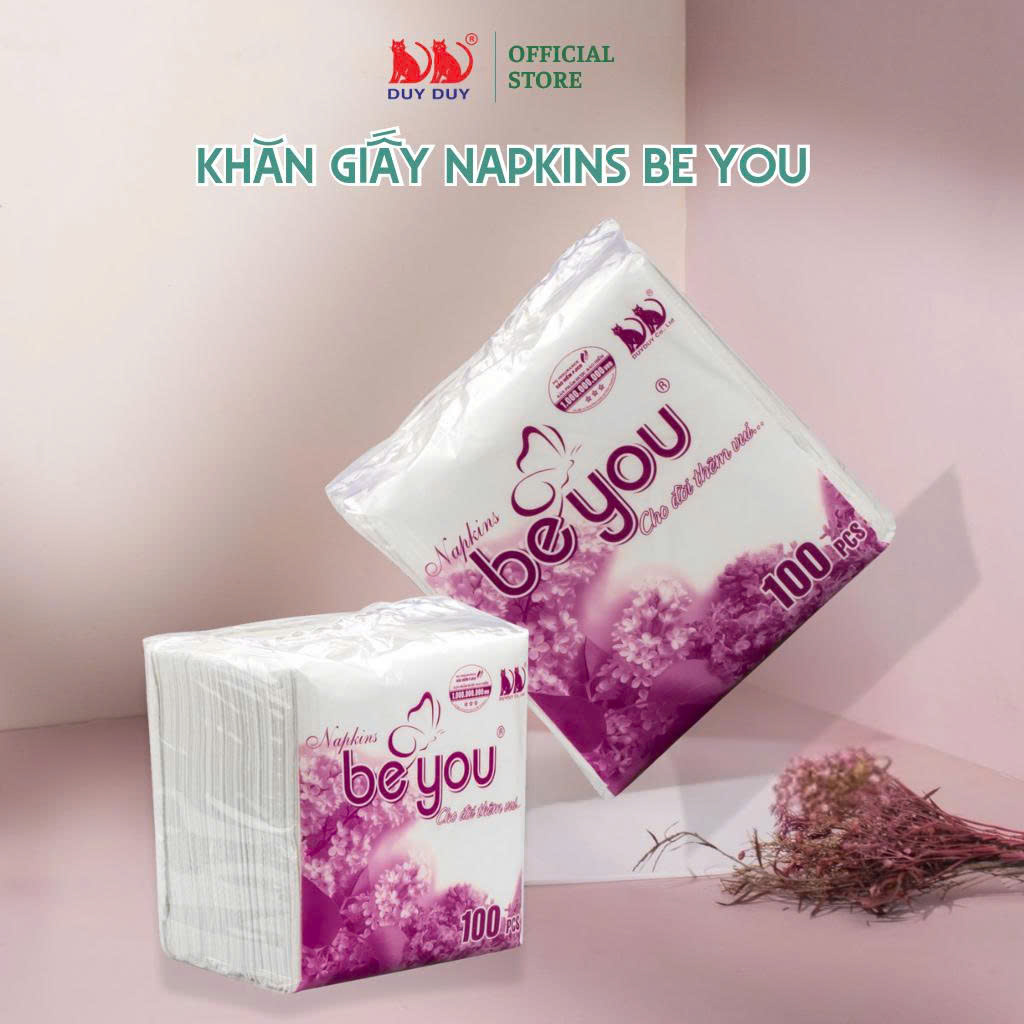 Giấy ăn Be You 100% bột giấy 100 tờ (31x31cm) lụa mềm siêu dai