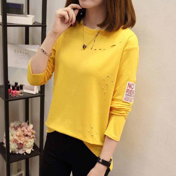 Áo thun nữ màu vàng dài tay Quảng Châu A254