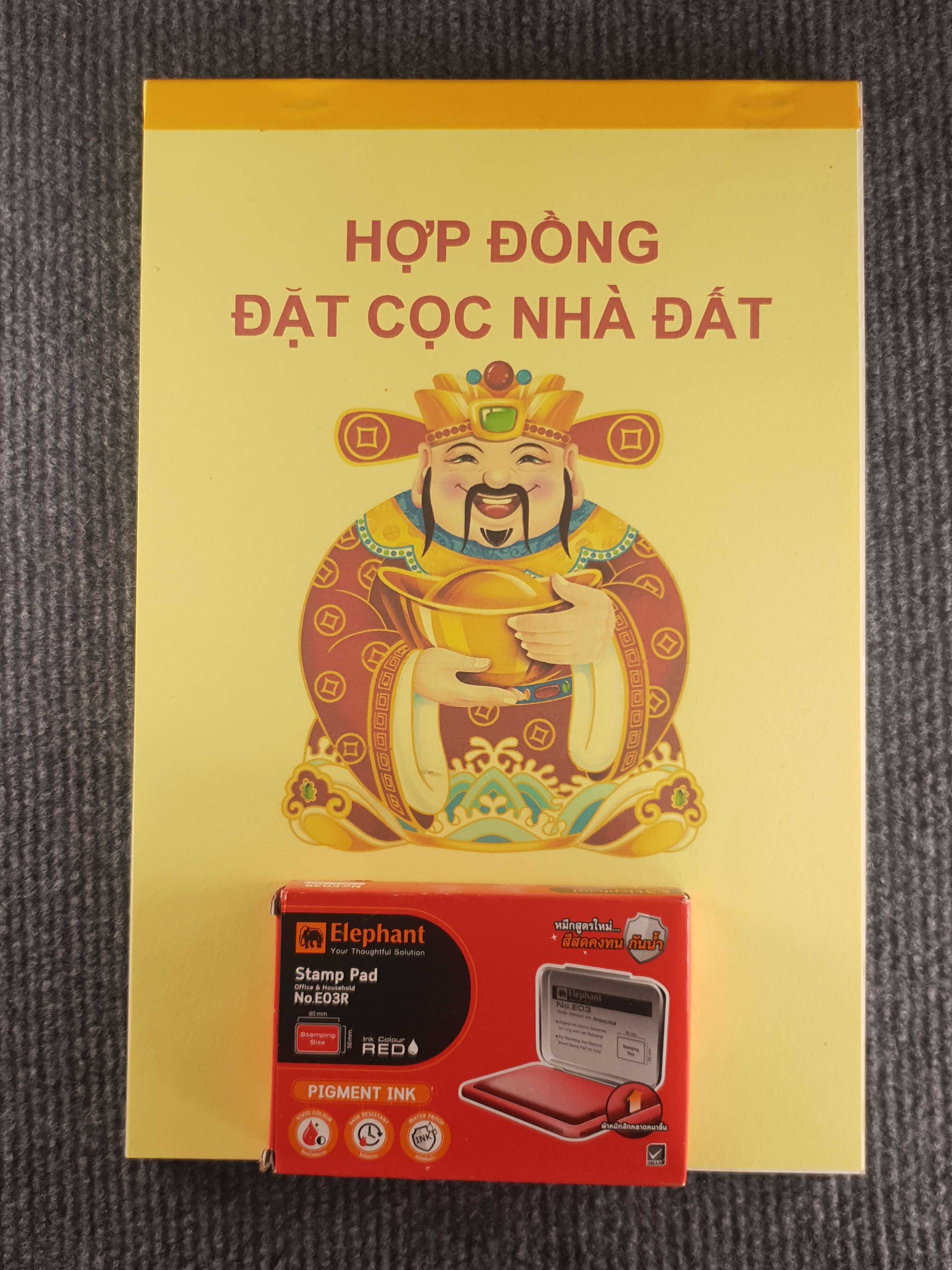 Sổ đặt cọc nhà đất Thần Tài &amp; mực Thái lăn tay (combo)