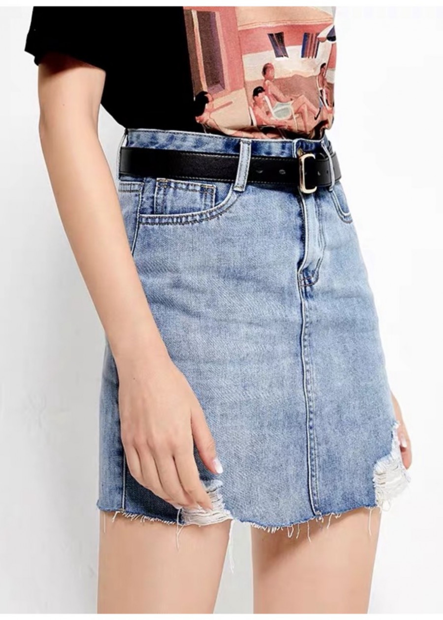 CHÂN VÁY JEAN NGẮN BÊN TRONG CÓ QUẦN LƯNG CAO CO GIÃN MẠNH MÀU XÁM XANH BIG SIZE 2228