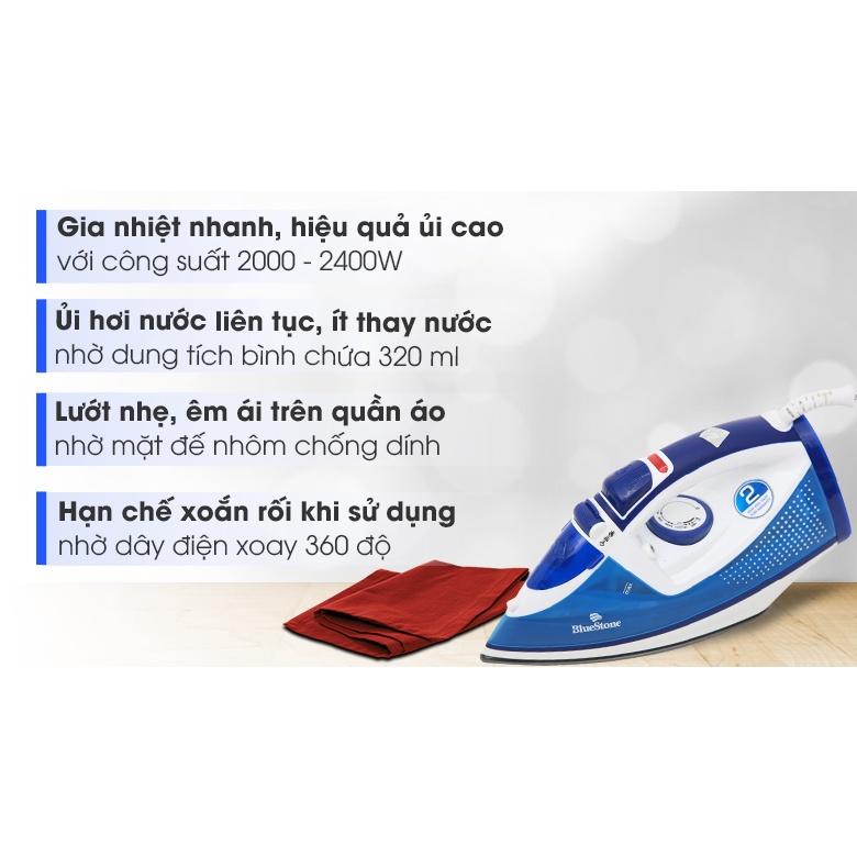 Bàn ủi hơi nước Bluestone SIB-3806 , Công Suất 2400W , Hàng Chính Hãng