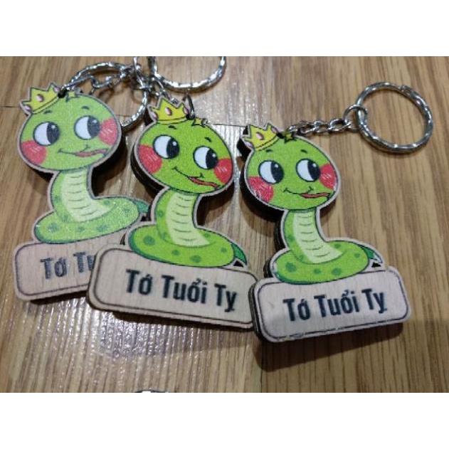 Móc khóa cute 12 con giáp bằng gỗ loại đẹp