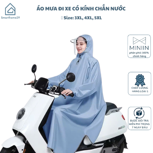 Áo Mưa Đi Xe Kính Chắn Nước Phong Cách Nhật Bản Cao Cấp, Tiện Dụng, An Toàn (Didooglt) - HÀNG CHÍNH HÃNG MINIIN