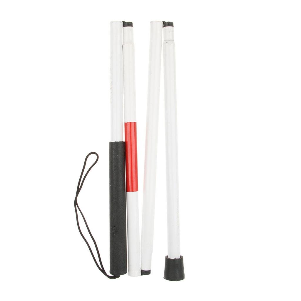 Có Thể Gập Lại Crutch Cane White Walking Stick Phản Quang Màu đỏ 4 Phần