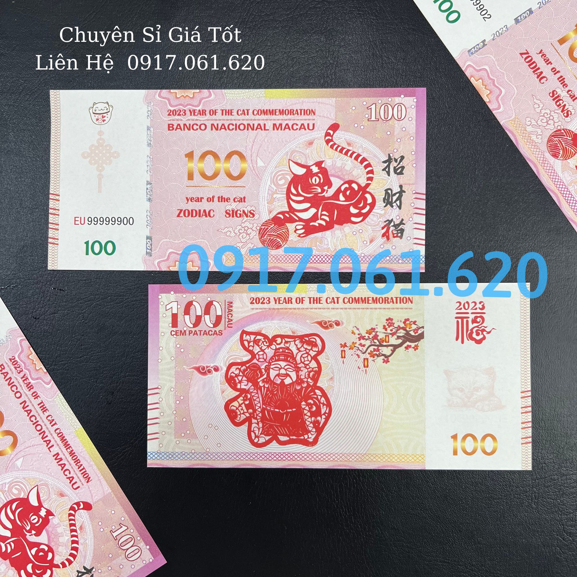 Combo 10 Tờ Tiền Con Mèo Mão Lưu Niệm Mệnh Giá 100 Patacas Do Macau Phát Hành, Lì Xì Tết Quà tặng Quà Biếu 2023