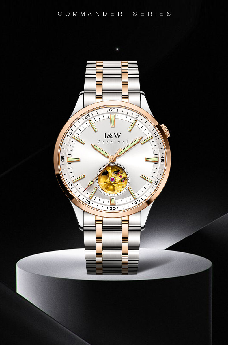 Đồng hồ nam chính hãng IW CARNIVAL IW590G-1 Kính sapphire ,chống xước,Chống nước ,Bảo hành 24 tháng,Máy cơ ,Dây kim loại thép không gỉ 316L,thiết kế lộ cơ