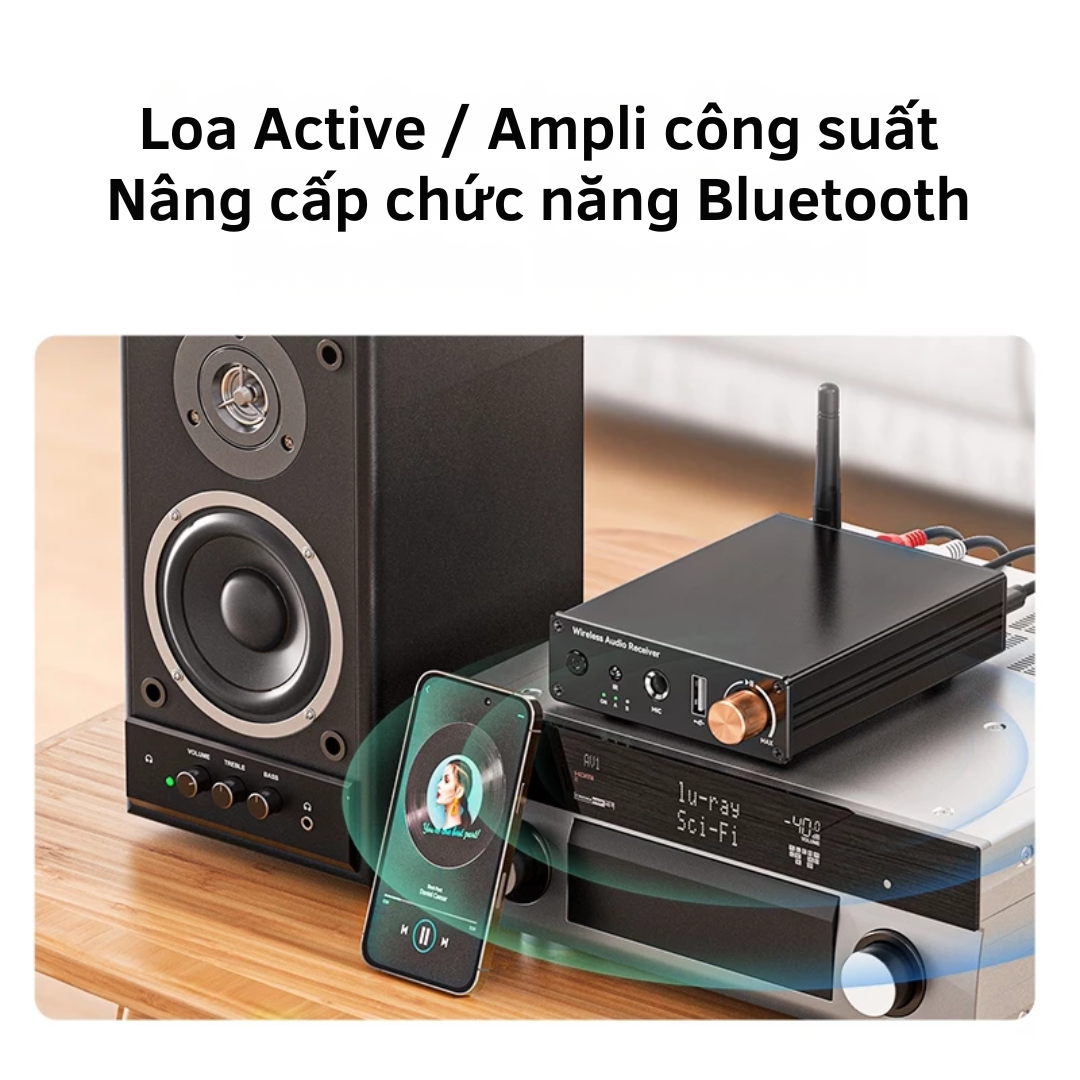 Bộ Thu Âm Thanh Bluetooth 6.0  RCA/AUX/USB + Mic 6.5mm Hát Karaoke, Kết Nối Kép M6R - Hàng Nhập Khẩu