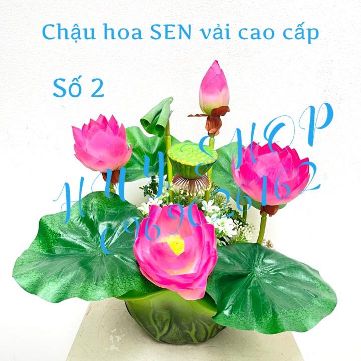 Chậu HOA SEN Vải cao cấp trang trí nhà cửa