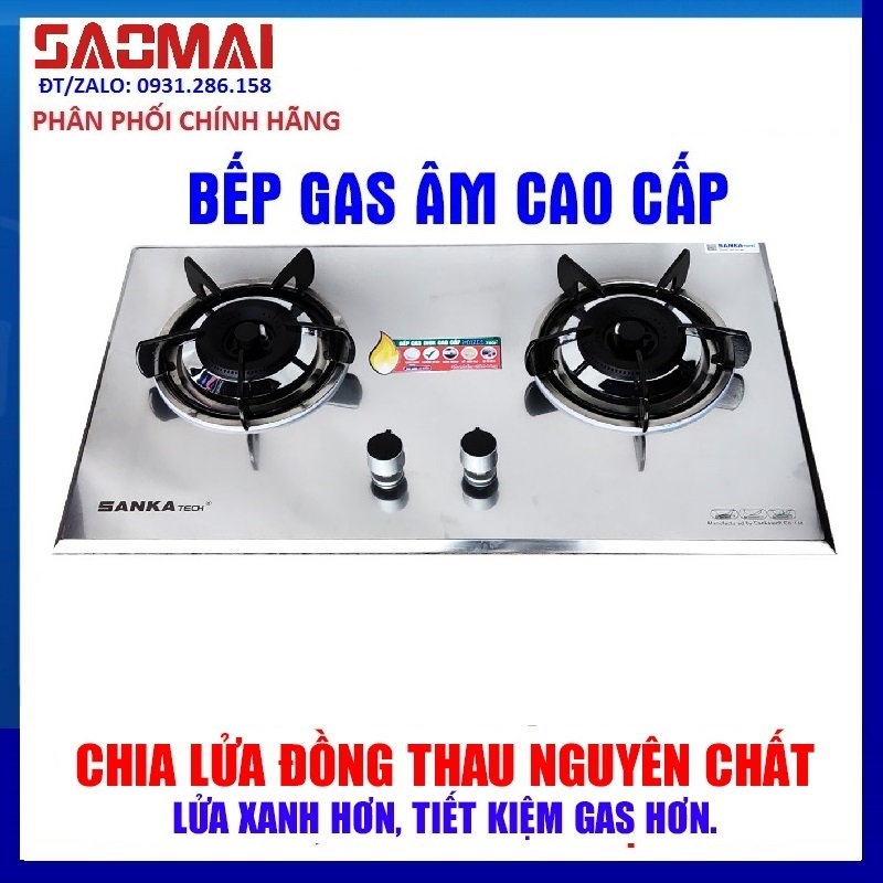 Bếp gas âm mặt Inox 430 SANKAtech 791IN - Bếp ga cao cấp 3 vòng lửa, có pep hâm - Hàng chính hãng cao cấp