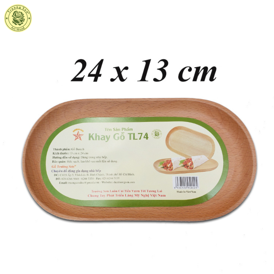 Khay Gỗ Hình Oval TL74 24 Cm Dùng Để Trưng Bày, Đựng Thức Ăn Bánh Kẹo - Đồ Gỗ Nhà Bếp Thương Hiệu Trường Sơn