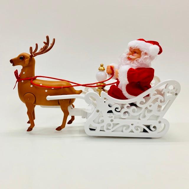 Đồ chơi ông già noel ngồi xe cưỡi tuần lộc quà tặng giáng sinh hoặc trang trí noel