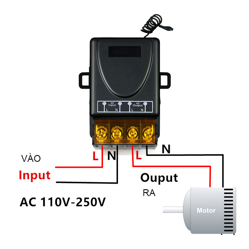 Bộ công tắc điều khiển từ xa 220V-20A, 800W-4000W sóng RF 433Mhz (Gồm tay remote và 01 bộ nhận)