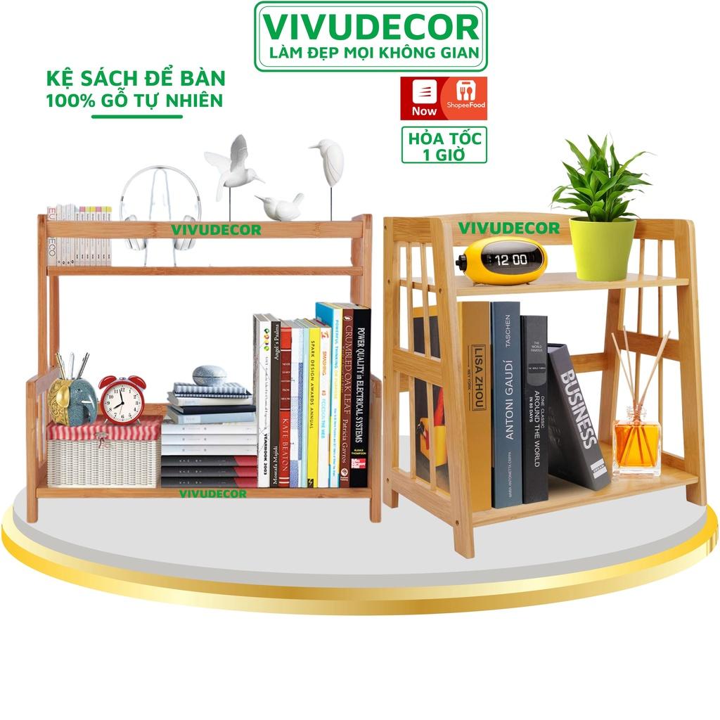 Kệ sách để bàn VIVUDECOR KB01 100% gỗ tự nhiên