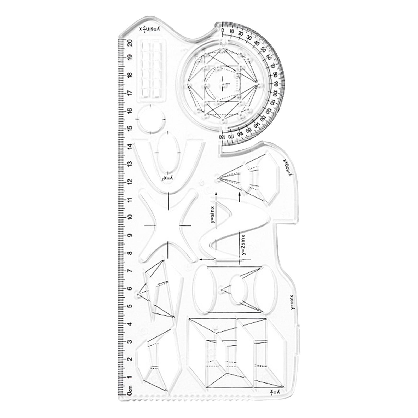 Multifunctional Geometric Ruler Drawing Template for Sewing Office Form Work