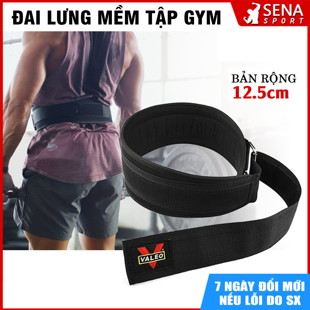 Đai Lưng Mềm Tập Gym VALEO bản 12cm gọn nhẹ, chắc chắn