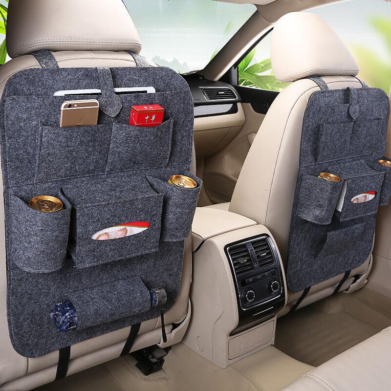 Túi đựng đồ treo ghế sau ô tô bọc nỉ nhiều ngăn cao cấp - Tặng bộ 6 con bướm dạ quang phát sáng