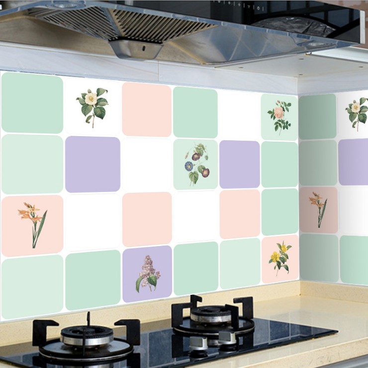 Combo 3 mét giấy dán bếp, decal dán bếp tráng nhôm HOA LY VÀNG khổ 60cm có keo sẵn