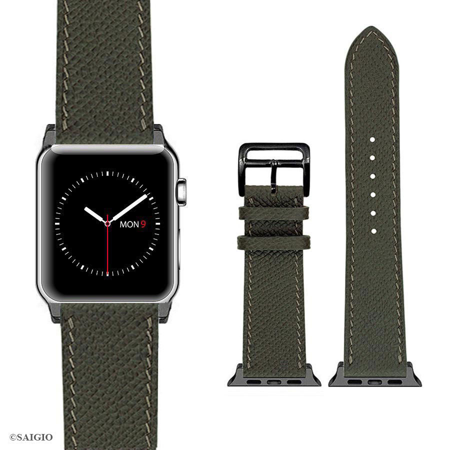 Dây Đồng Hồ Apple Watch 41mm 40mm 38mm, Chất Liệu Da Bê EPSOM Thảo Mộc Cao Cấp, Nhập Khẩu Từ Châu Âu, Dây Đeo Phong Cách Hiện Đại và Sang Trọng, Tương Thích Các Phiên Bản Series 9/8/7/6/5/4/3/2/1/SE/SE2