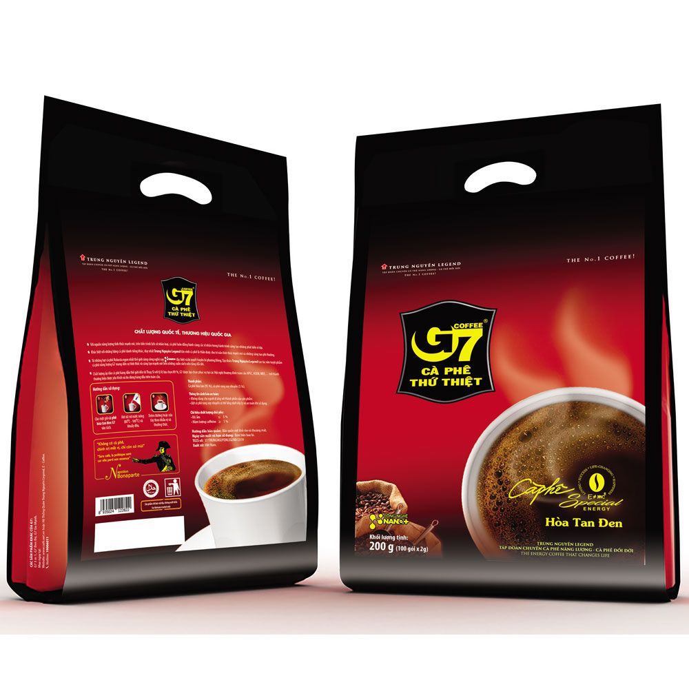 Trung Nguyên Legend - Cà phê G7 hòa tan đen ( không đường) - bịch 100 sachets 2gr