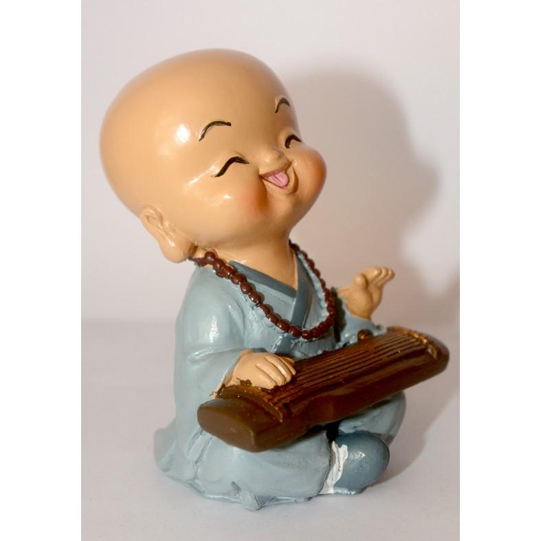 Bộ tượng Bốn chú tiểu Cầm Kỳ Thi Họa áo lam ngộ nghĩnh cao 9cm